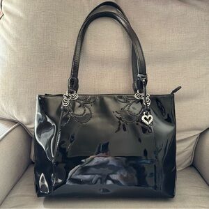 Brighton Ferguson Black Patent Leather Varnished Tote Bag